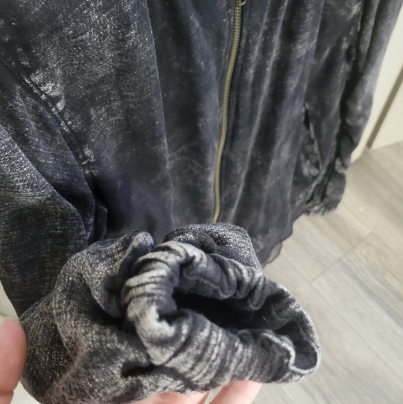 Bomber jacket, black acid wash, sz Small - Picture 5 of 6